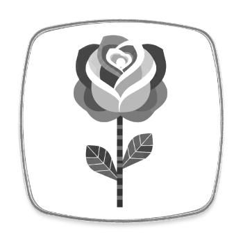 Black and white graphic rose design - Square fridge magnet - white - Front