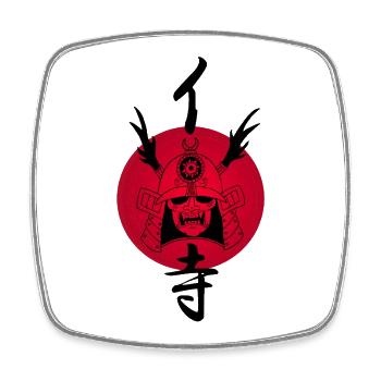 Black Samurai and Red Sun - Square fridge magnet - white - Front