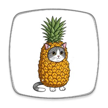 Pineapple Cat Costume Illustration - Square fridge magnet - white - Front