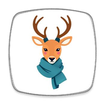 Deer with scarf winter picture - Square fridge magnet - white - Front