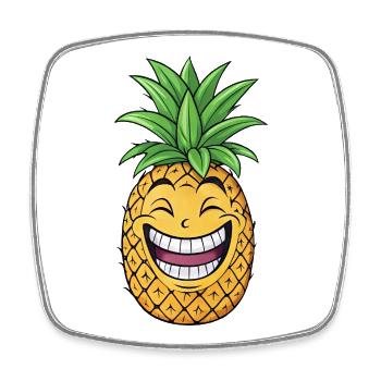 Lustiger Ananas Cartoon Sommerfrucht Karibik - Viereckiger Kühlschrankmagnet - Weiß - Vorne