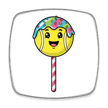 Lustig Tennis Essen Cartoon Tennis - Viereckiger Kühlschrankmagnet - Weiß - Vorne