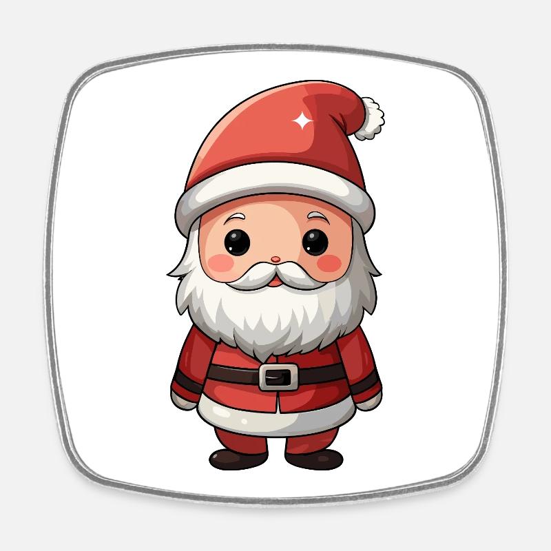 Chibi Santa Cheer Illustration - Square fridge magnet - white