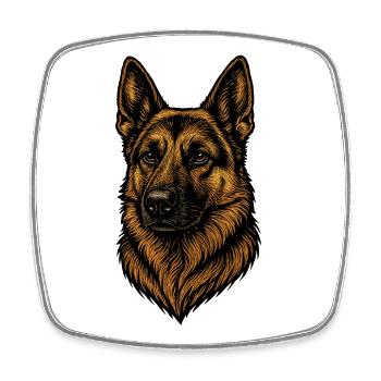 German Shepherd Dog Portrait - Square fridge magnet - white - Front