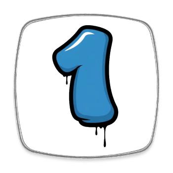 Blaues Nummer Eins Design - Viereckiger Kühlschrankmagnet - Weiß - Vorne