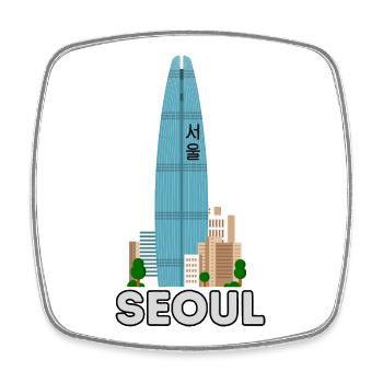 SEOUL Skyline – Modern City Design - Square fridge magnet - white - Front