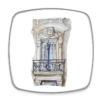 Dessin d'architecture France  - Magnet carré - blanc - Devant