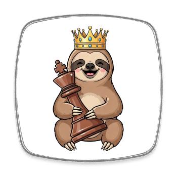 Funny Sloth Chess King Chess Shenanigans - Square fridge magnet - white - Front