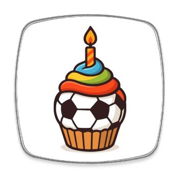 Fußball Kuchen Cartoon Fußball Kunstwerk - Viereckiger Kühlschrankmagnet - Weiß - Vorne