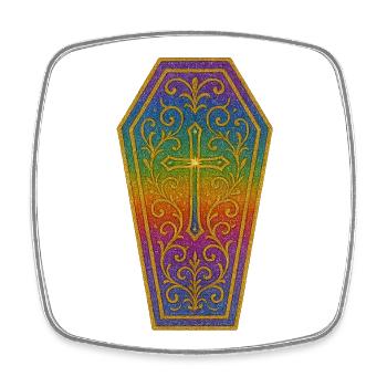 Ornement de croix de cercueil coloré Halloween - Magnet carré - blanc - Devant