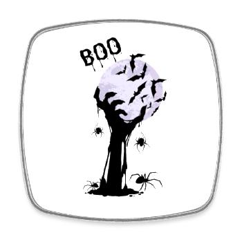 Moonlit night bats over creepy tree - Square fridge magnet - white - Front