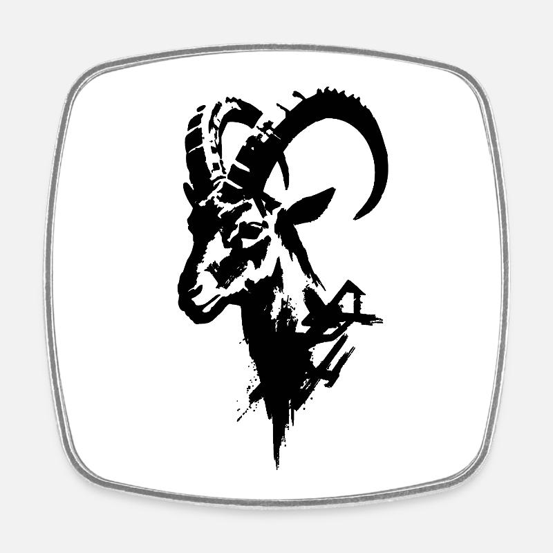 Capricorn black - Square fridge magnet - white