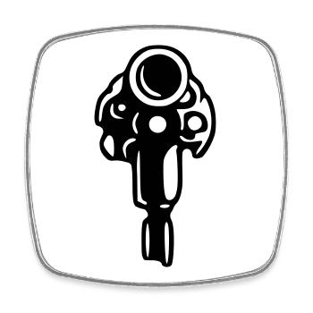Silhouette de revolver – Gangster du Far West - Magnet carré - blanc - Devant