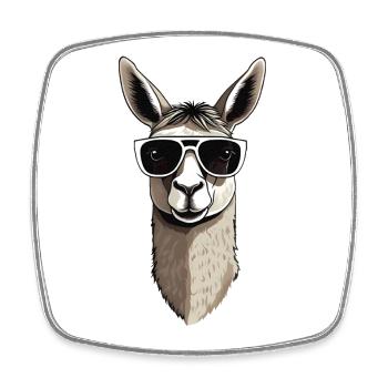 Llama with sunglasses - Square fridge magnet - white - Front