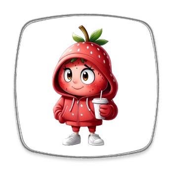 Sweat à capuche fraise Hero - Magnet carré - blanc - Devant