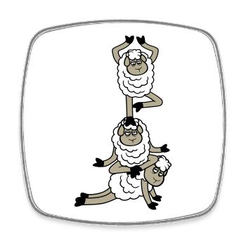 Tired_Sad_Sleepy_Sheep_Yoga_Meditating_5 - Square fridge magnet - white - Front