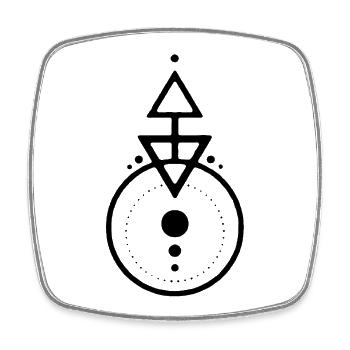 Schwarzes geometrisches Design - Viereckiger Kühlschrankmagnet - Weiß - Vorne
