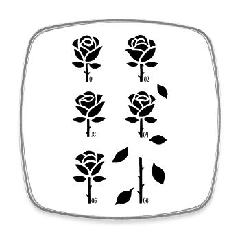 Minimalist Rose | Line Art - Square fridge magnet - white - Front