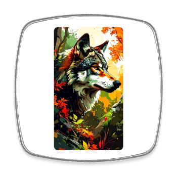 Wolf im Herbst (Blick nach Rechts) - Viereckiger Kühlschrankmagnet - Weiß - Vorne