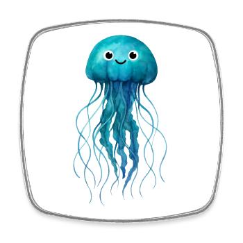 Cute Watercolour Jellyfish - Square fridge magnet - white - Front