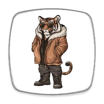 Tiger Hiver frais - Magnet carré - blanc - Devant