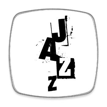 Logo de musique jazz en gras vieilli - Magnet carré - blanc - Devant
