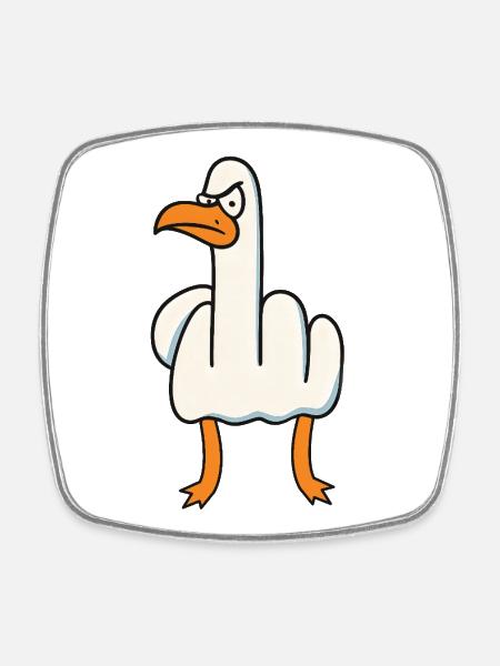 Mittelfinger Gans Sarkasmus - Viereckiger Kühlschrankmagnet - Weiß