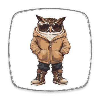 Owl Cool Winter - Square fridge magnet - white - Front