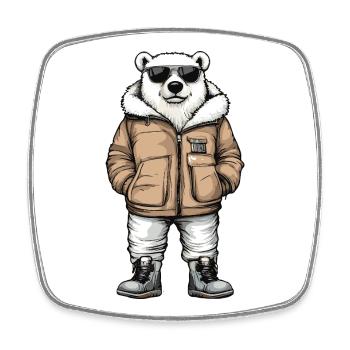 Polar Bear Cool Winter - Square fridge magnet - white - Front