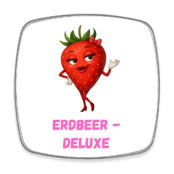 Erdbeere Dame Deluxe Charme Karikatur  - Viereckiger Kühlschrankmagnet - Weiß - Vorne