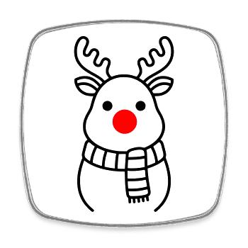 Mignon renne au nez rouge | Rudolph - Magnet carré - blanc - Devant