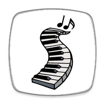 Clavier de piano balancé - Magnet carré - blanc - Devant