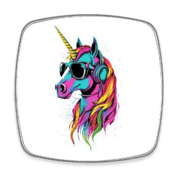 Licorne Poney Cavalier Chevaux Équitation Licornes - Magnet carré - blanc - Devant
