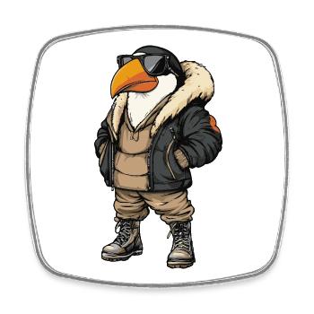 Toucan Bird Cool Winter - Square fridge magnet - white - Front