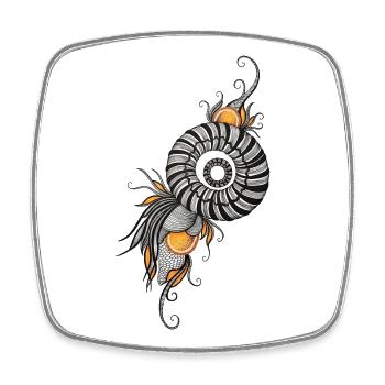 Nautilus Spiral with Orange Accents - Square fridge magnet - white - Front