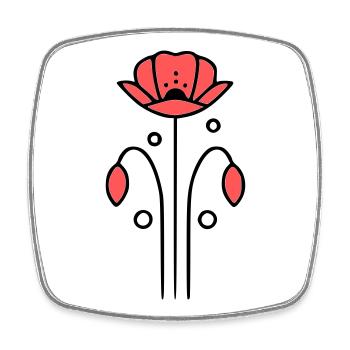 Poppy Poppies Minimalist Line Art 7 - Square fridge magnet - white - Front