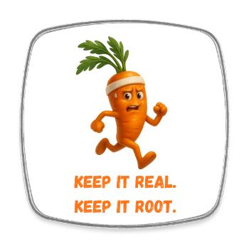 Carrot Runner – Keep It Real Root Caricature - Square fridge magnet - white - Front