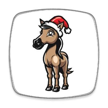 Cheval Noël - Magnet carré - blanc - Devant