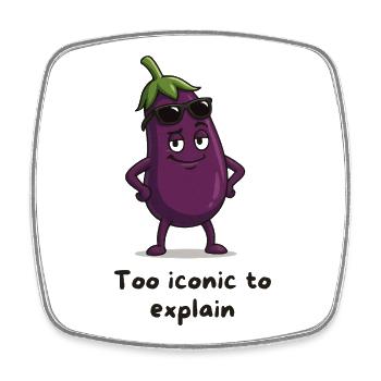 Eggplant vegetables with sunglasses cartoon - Square fridge magnet - white - Front
