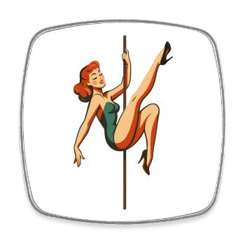 Pole Dance Pole Dancer Redhead Retro 50s - Square fridge magnet - white - Front