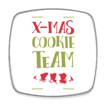 X-Mas Kekse Team - Viereckiger Kühlschrankmagnet - Weiß - Vorne