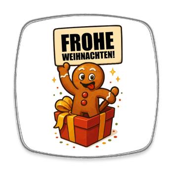 Gingerbread Man Merry Christmas - Square fridge magnet - white - Front