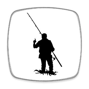 Angler - Viereckiger Kühlschrankmagnet - Weiß - Vorne