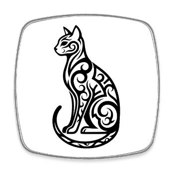 Cool Cat – Minimalist Cat Design - Square fridge magnet - white - Front