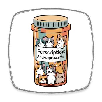 Anti Depressant Cats - Funny Cat T-Shirt - Square fridge magnet - white - Front