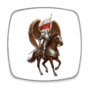 Polnischer Adler geflügelter Husarenreiter - Viereckiger Kühlschrankmagnet - Weiß - Vorne