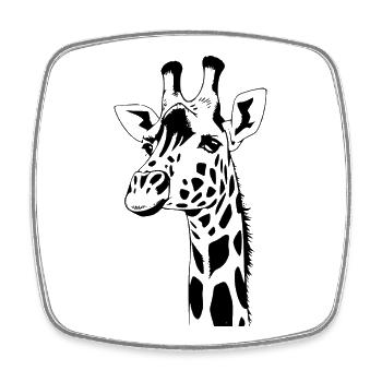 Girafe Girafe T-shirt Cadeau - Magnet carré - blanc - Devant