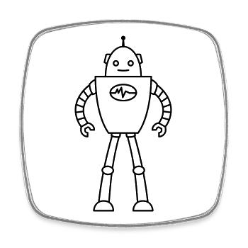 Robots du futur – Chemise de nerd de science-fiction IA - Magnet carré - blanc - Devant