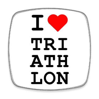 Ich liebe Triathlon - Ikonisches Herz Design - Viereckiger Kühlschrankmagnet - Weiß - Vorne