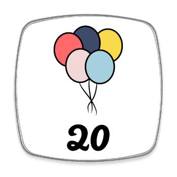 20. 20e ANNIVERSAIRE. ANNIVERSAIRE 20 ANS. 20 ANS. - Magnet carré - blanc - Devant